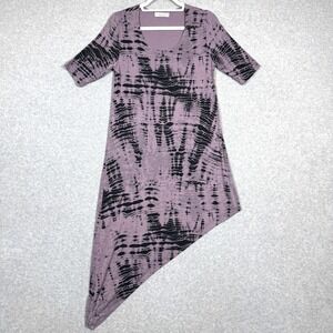 Bryn Walker Dress Women XS Purple Tie Dye Asymmetric Hem Tunic Stretch Lagenlook